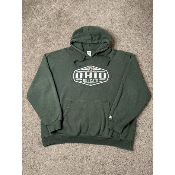 Vintage Mens Hoodie Russell Athletic NCAA OHIO BOBCATS Football Y2K, Size XL - Picture 1 of 6